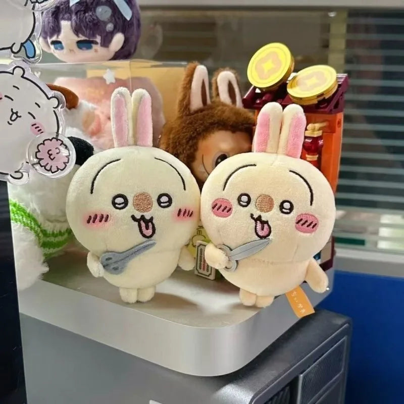 Self-deprecating Bear New Scissors Rabbit Usagis Plush Doll Girl Bag Pendant Cartoon Plush Toy Keychain Decoration Birthday Gift
