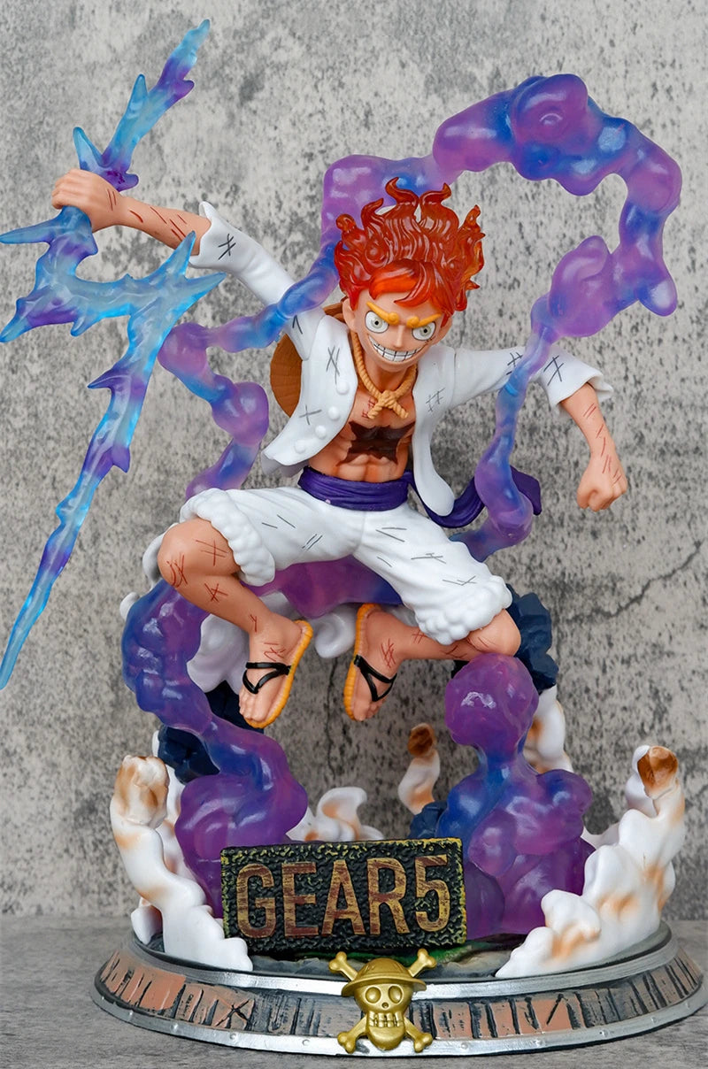 38cm Anime One Piece Monkey D Luffy Gear 5 Fifth Nika Form Battle Ver. PVC Action Figure Statue Collection Model Kids Toys Doll