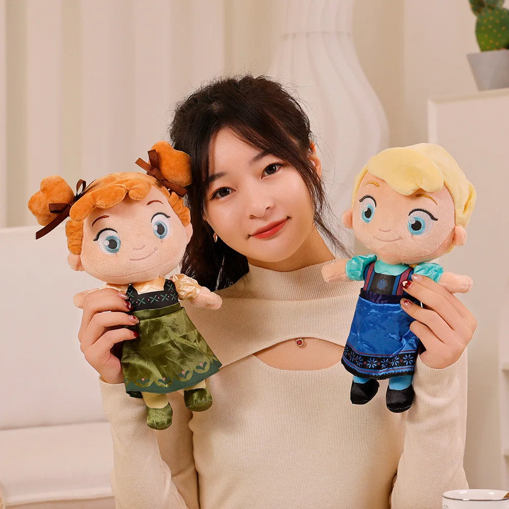 30cm Cute Q-version Mermaid Princess Elsa Cloth Plushier Doll Girl Doll Anna Plush Toy Children's Gift Childhood