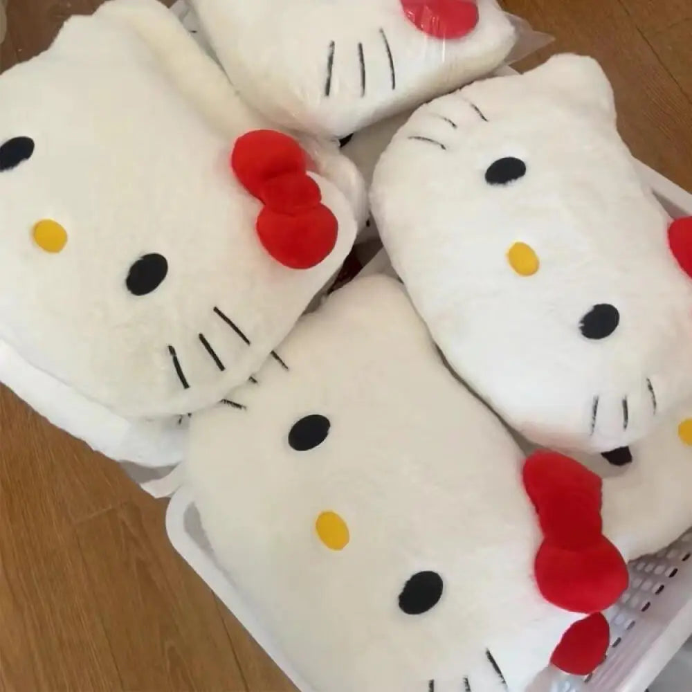 Sanrio Cartoon Hello Kitty Stuffed Bolster Kawaii Kitty Cat Big Head Sofa Bedside Cushion Supple Stuffed Doll Nap Pillow Gifts