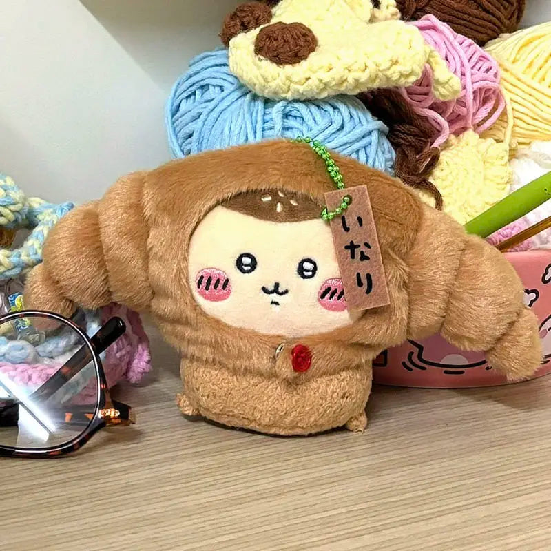 Chiikawa Angry Series Of Croissant Croissants Pendant Usagi Interior Decoration Plush Doll Girl Holiday Birthday Gift