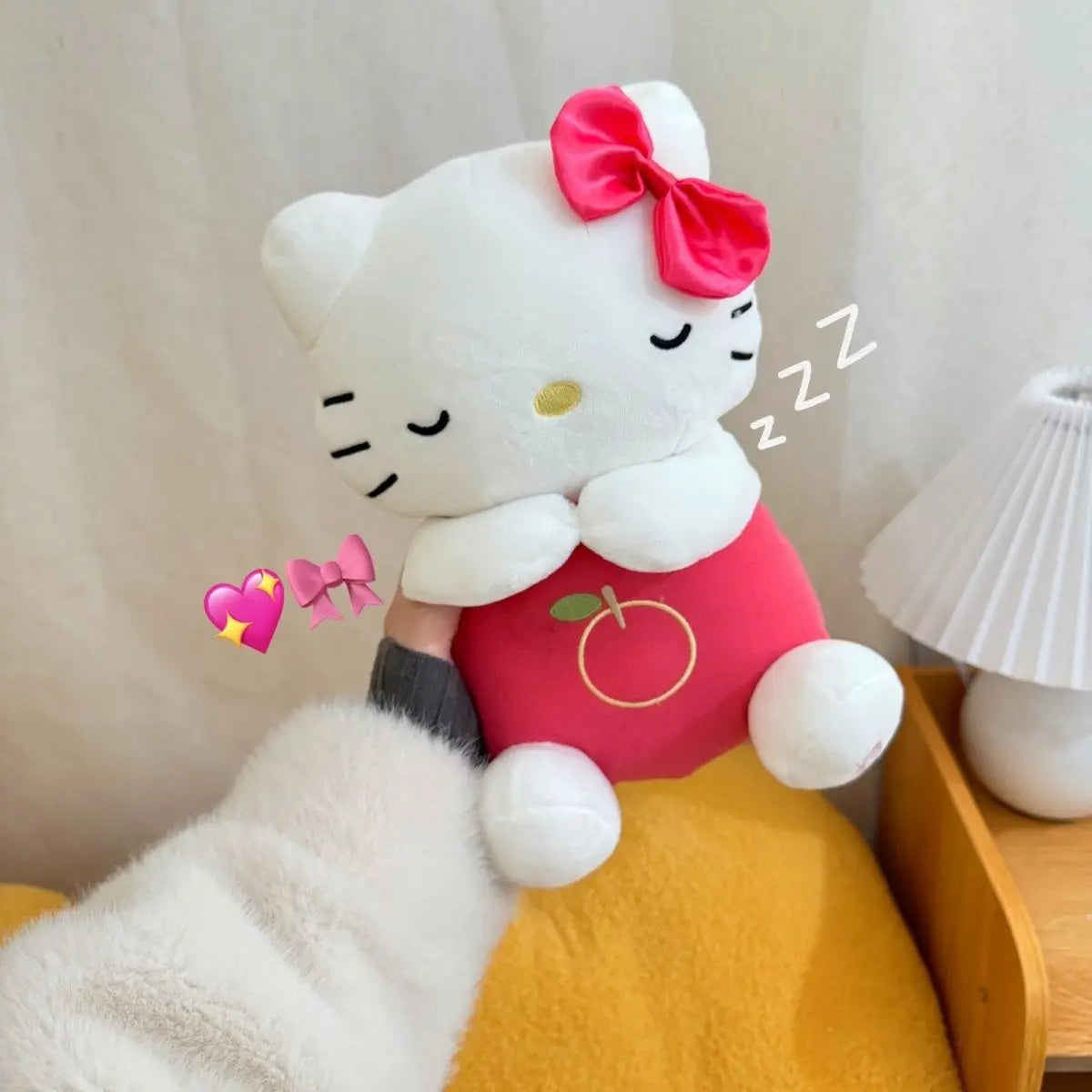 Sanrio Hello Kitty Baby Sleep Companion Sound Soothing Music Kawaii Plush Toy With Air Bag Breathing Light Breathing Toy Gifts