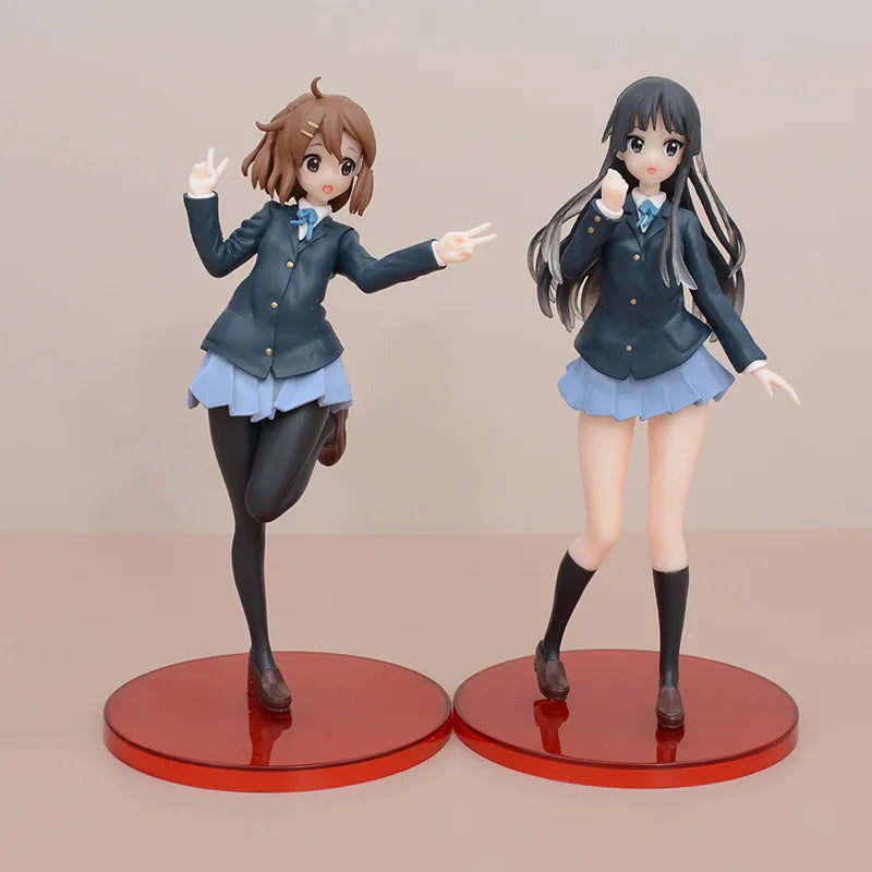 20cm K-On Hirasawa Yui Akiyama Mio Beautiful Girls Anime Figure Model Statue Collection Desktop Decoration Ornament Toys Gifts