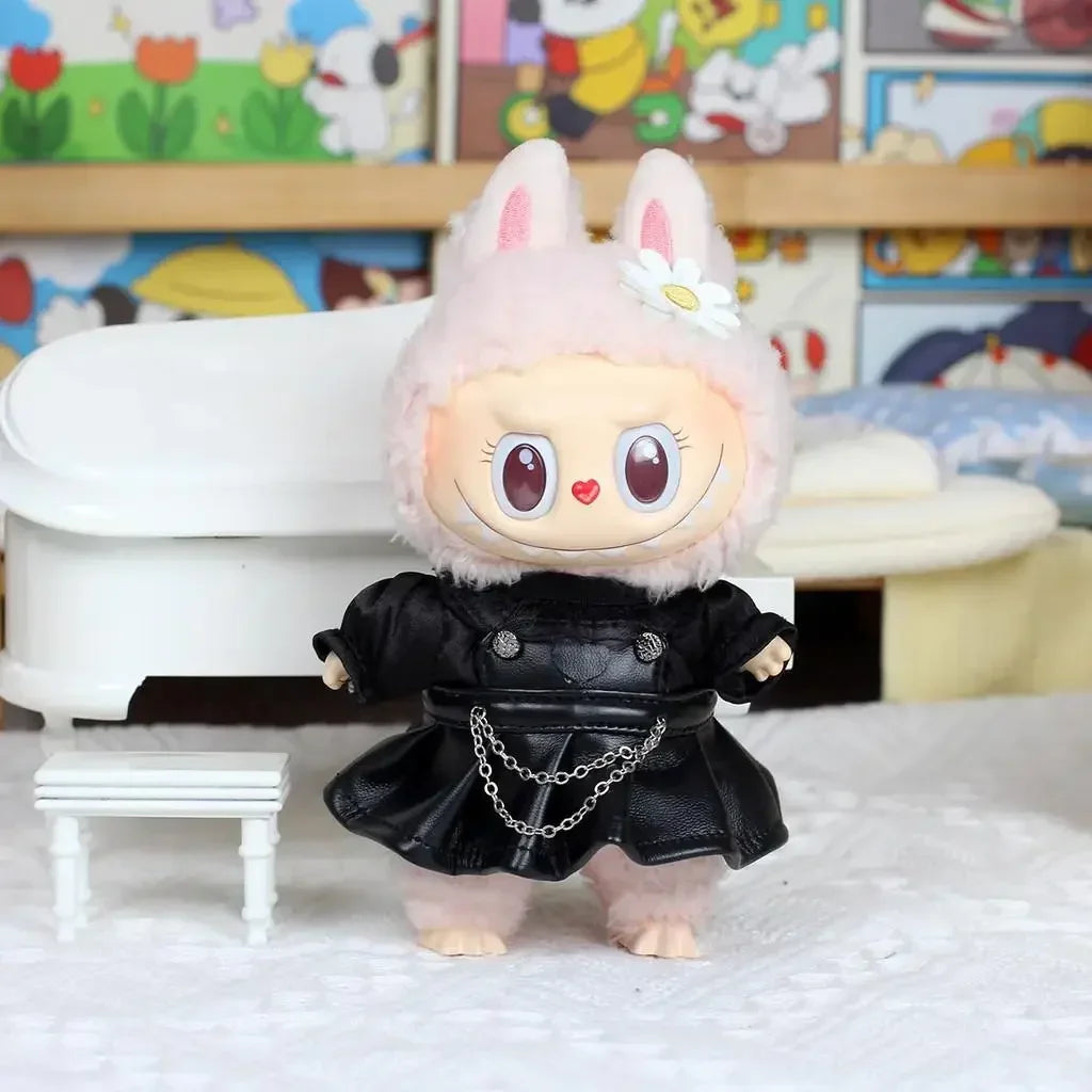 17cm Mini Plush Doll'S Clothes Outfit Accessories For Korea Kpop Exo Labubu Idol Flower shirt leather jacket skirt Clothing Gift