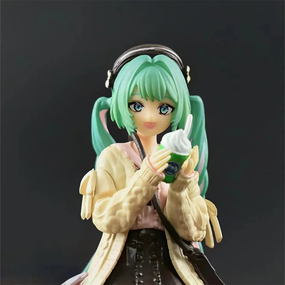 The  Hatsune Miku Anime Figure Autumn Date Miku Action Figure Kawaii Girl Noodle Stopper Figurine Compute