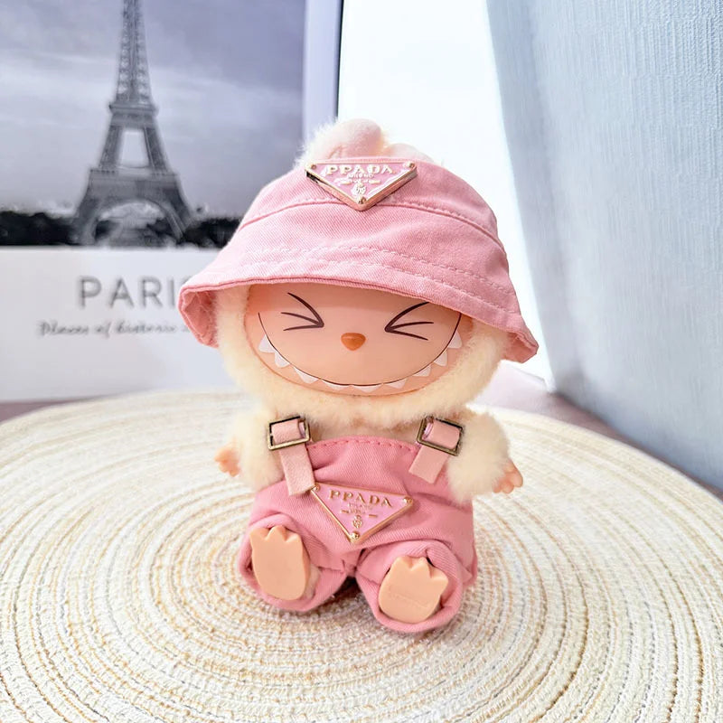 [Baby clothes only] first- and second-generation labubu cloth vinyl blind box pendant baby clothes brown and pink GG set