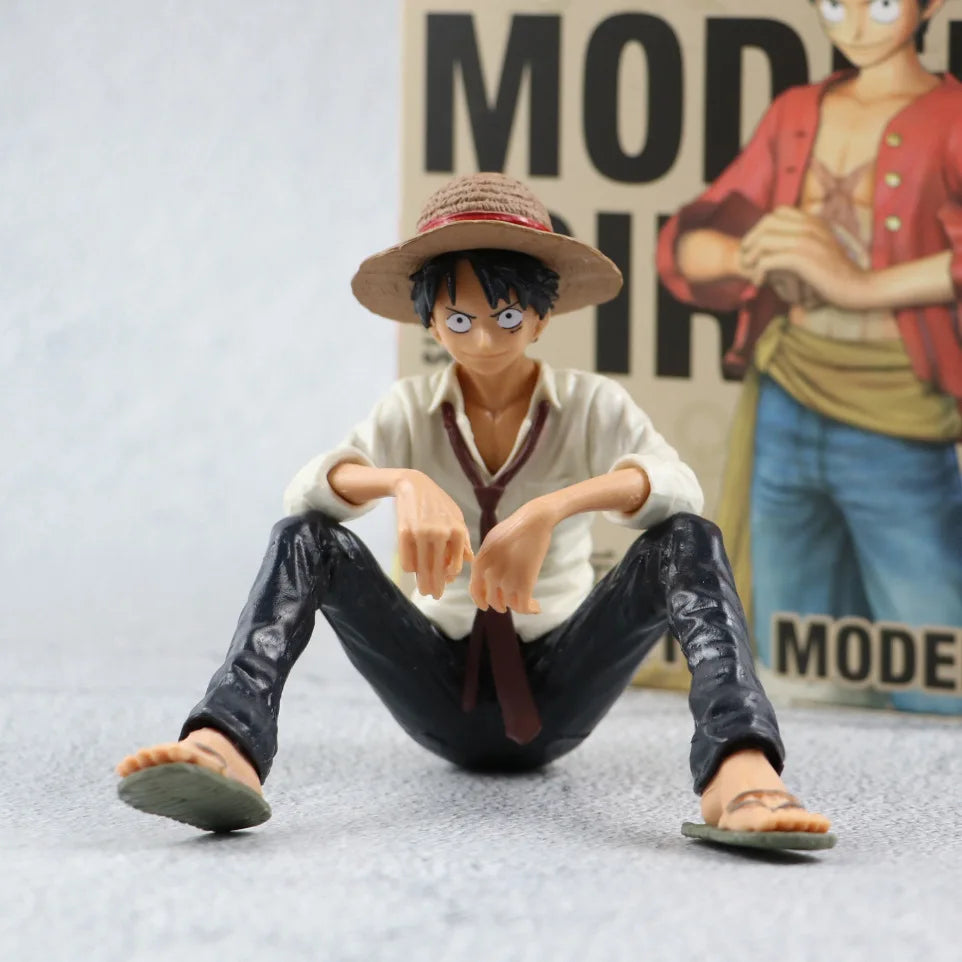Anime One Piece Cartoon 9CM Luffy Sit Style Figurine PVC Model Action Figure Toys Collection Decoration Doll Monkey D Luffy Gift