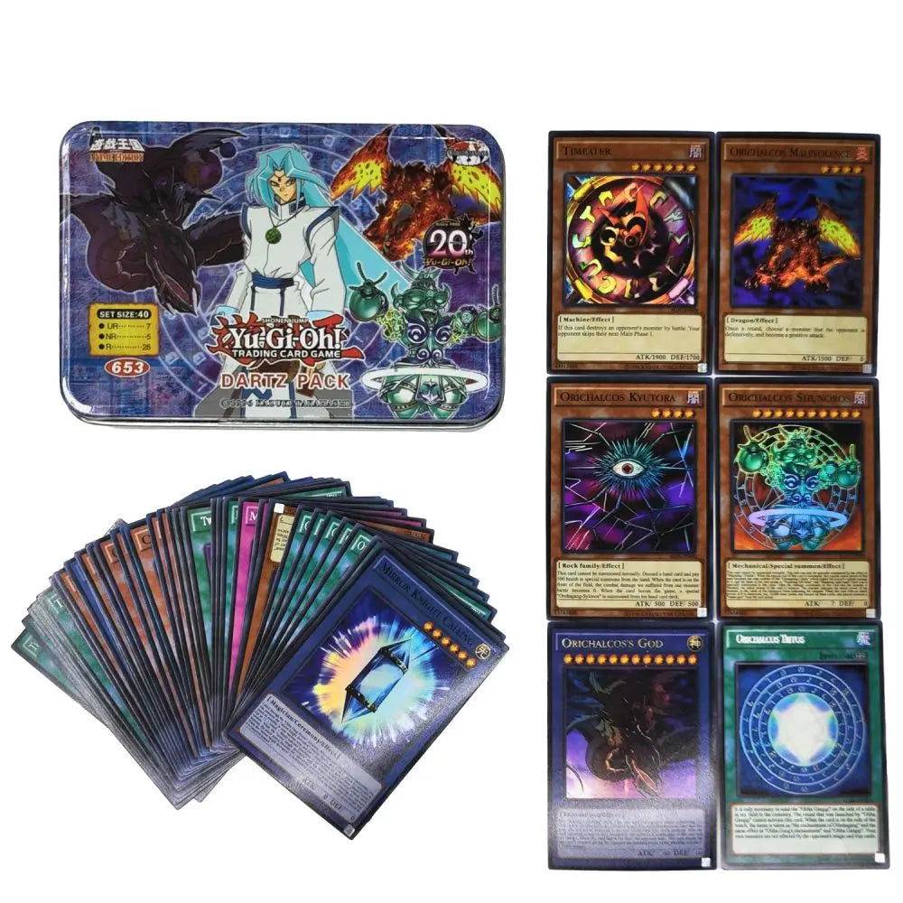 Yu-Gi-Oh Deck 653 DARTZ PACK English Holographic Golden White Dragon Duel Game Collection Card with Tin Box