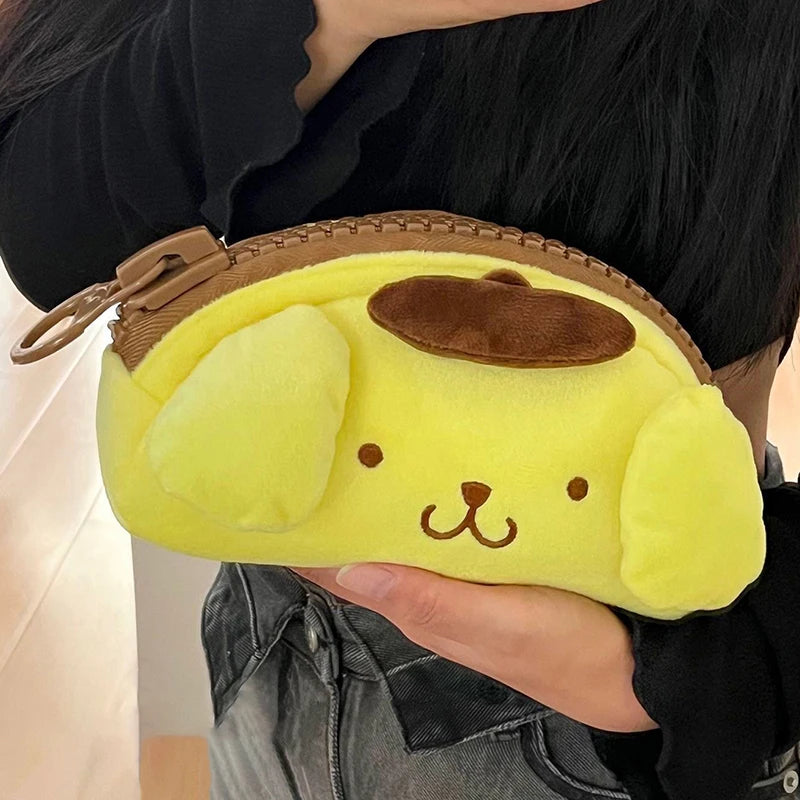 Cute Cartoon Pompompurin Pen Bag Kawaii Plush Pencil Box Lovely Student Stationery Case For Girls Cosmetics Storage Bags