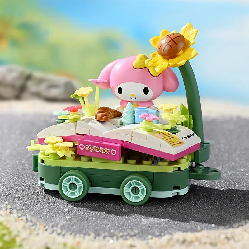 Sanrio Series Building Blocks Hangyodon Kuromi Hello Kitty Melody Flower Car Model Bricks Collection Kids DIY Toys Holiday Gifts