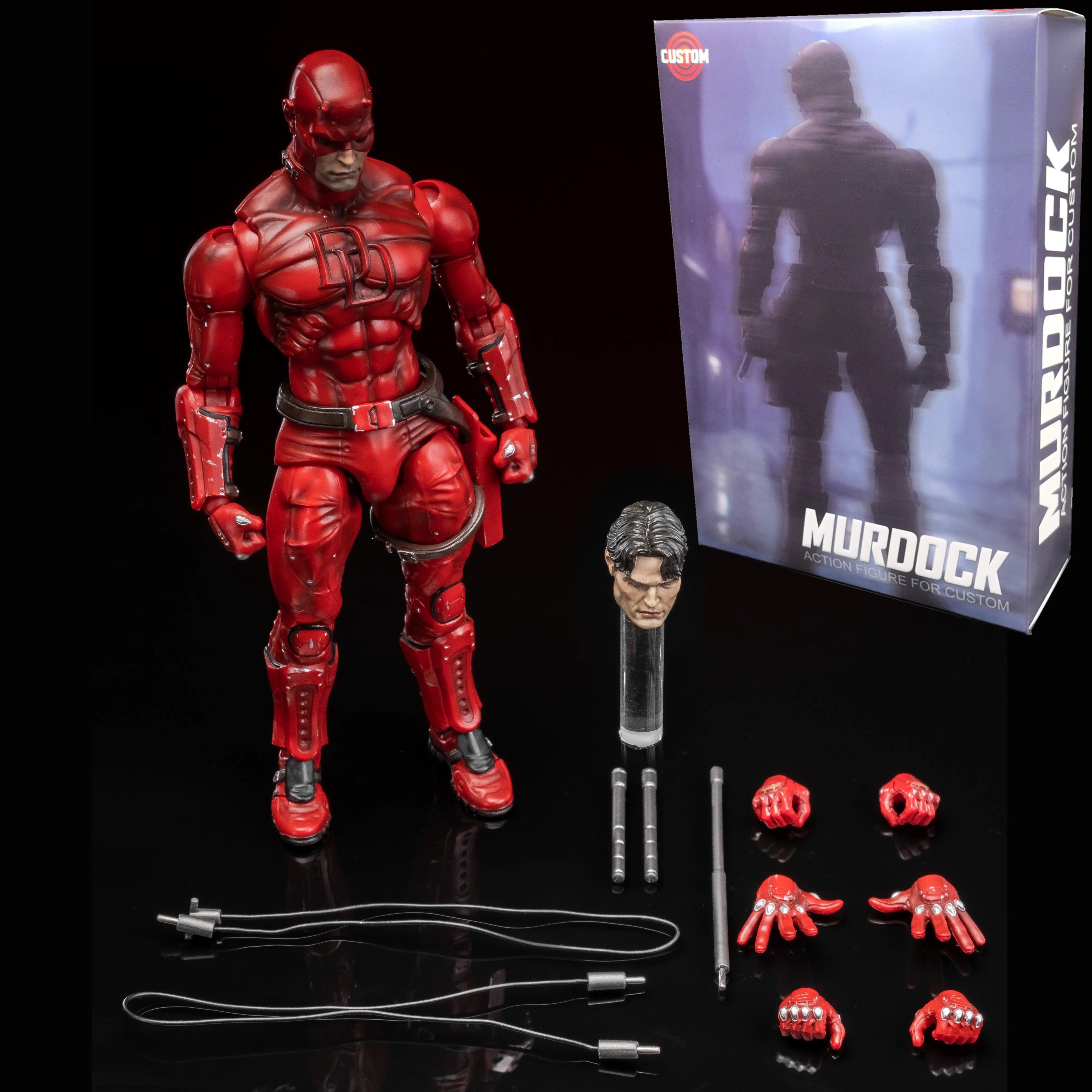In Stock - FlefToys Marvel Daredevil Classic Red Shadowland Reborn Black 8