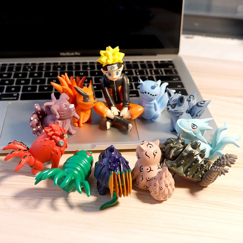 11Pcs/Set Q Version Naruto Anime Figure Uzumaki Bijuu Figurine PVC Action Figures Collection Model Toys for Children Gifts