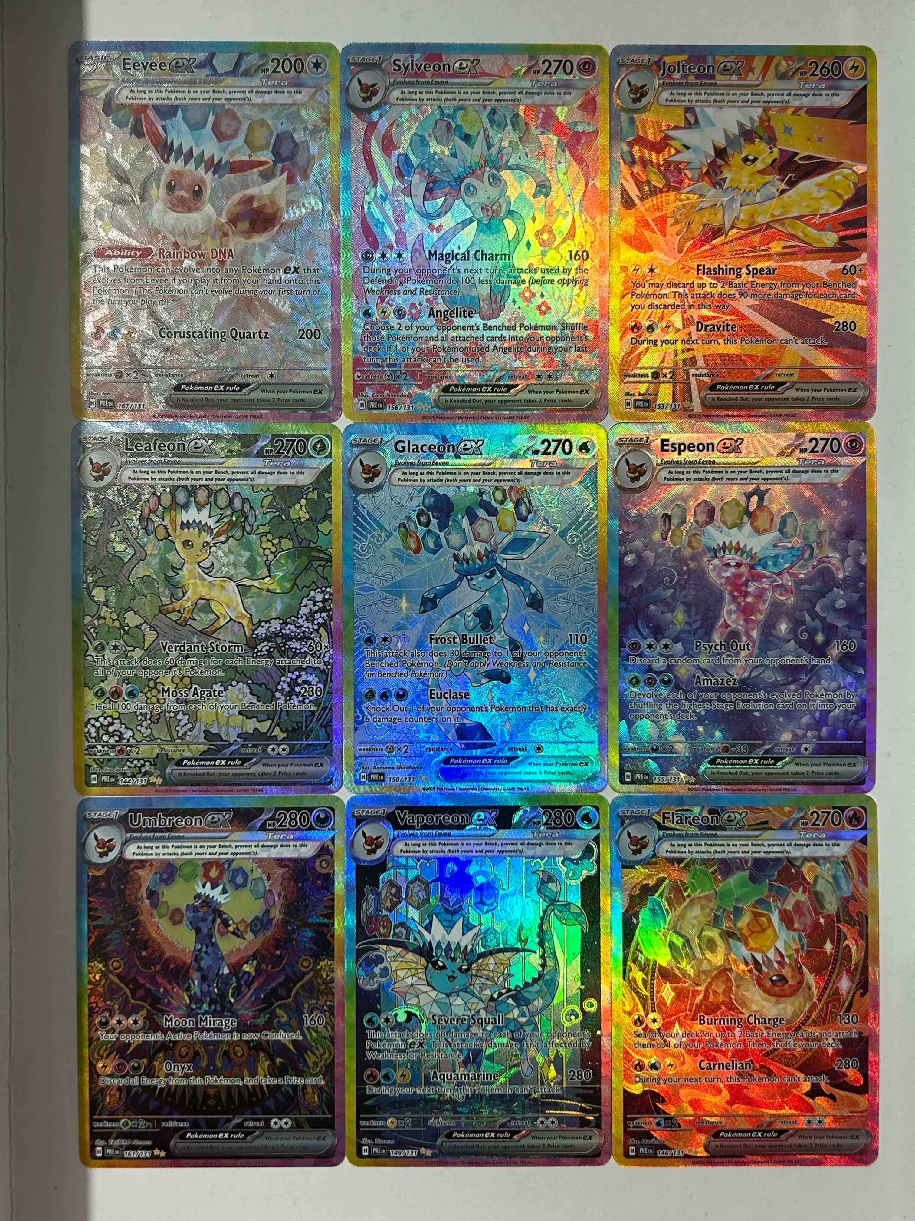 Anime Eeveelution Card Sv8 Eevee  Umbreon Sylveon Leafeon Vaporeon  151 High Quality Trading PTCG Hobby Collectible Card Gift