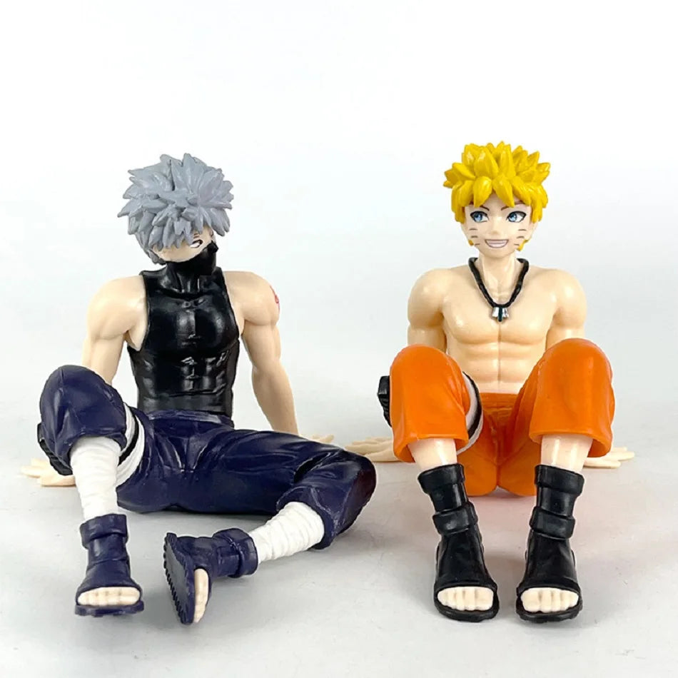 2pcs Anime Naruto Shippuuden Hatake Kakashi Uzumaki Naruto Figure Tenohira Sitting Model Toy Gift Collection Action Figure PVC