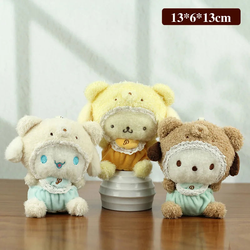 13cm Cute Sanrio Plush Keychain for Children Hello Kitty Pendant Kuromi Cartoon Key Chain Backpack Decoration Gifts for Girl Toy