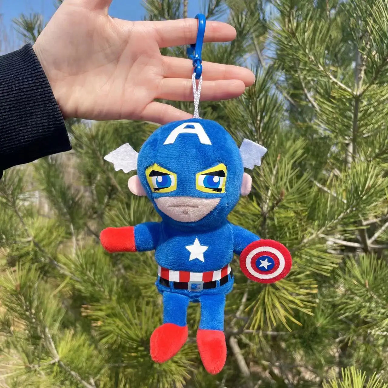 15cm Super Hero Spider-Man Superman Captain America Plush Keychains  Small Pendant Hangings Christmas Birthday Gifts For Kids