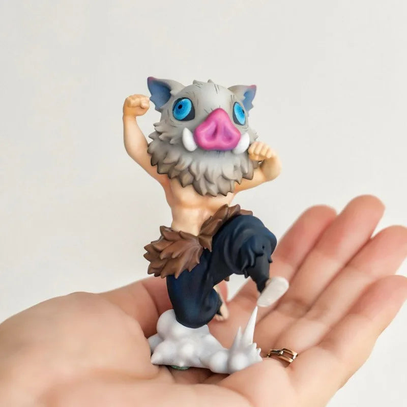 Anime  Kimetsu No Yaiba Hashibira Inosuke Figure Humanoid Beast-Shaped PVC Q Version Sitting Model Toy Action Figure Cute 10CM