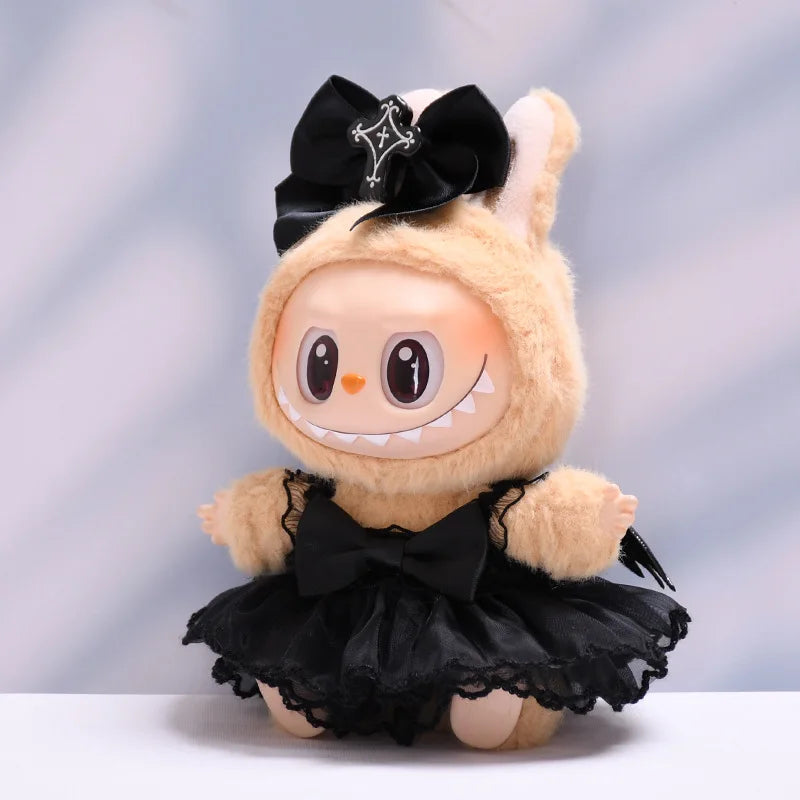 Labubu Clothes Fashion Gothic Style Skirt Labubu Doll Clothes Pendant Little Devil Strap Skirt 15/17cm Plush Doll Universal (No Doll)