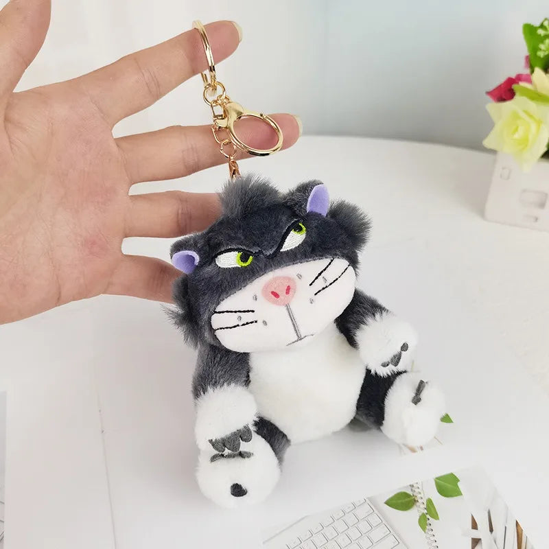 12cm Disney Lucifer Plush Keychain Doll Kawaii Lucifer Bag Pendant Plush Stuffed Toy Cat Backpack Key Ring Kids Birthday Gift