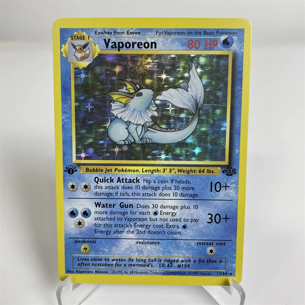 Holographic PKM Collection Cards PTCG Proxy Card Blue Core Paper Card Kids PKM Vaporeon/SnorlaxDragonite/Blastoise