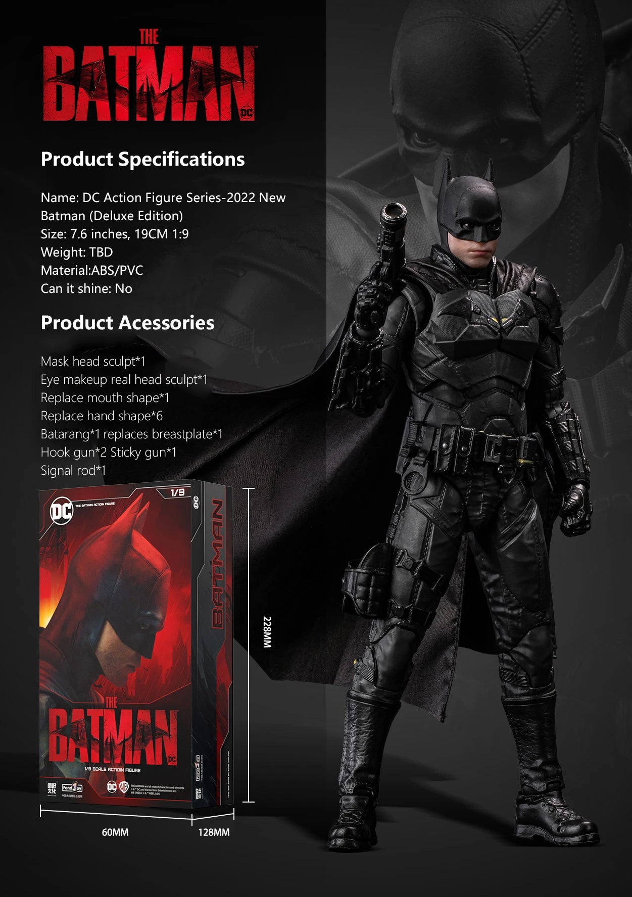 New Fondjoy DC Figure Series 2022 New Batman Model Deluxe Edition 1/9 scale Action Figures Collect Ornaments Boy Birthday Gifts