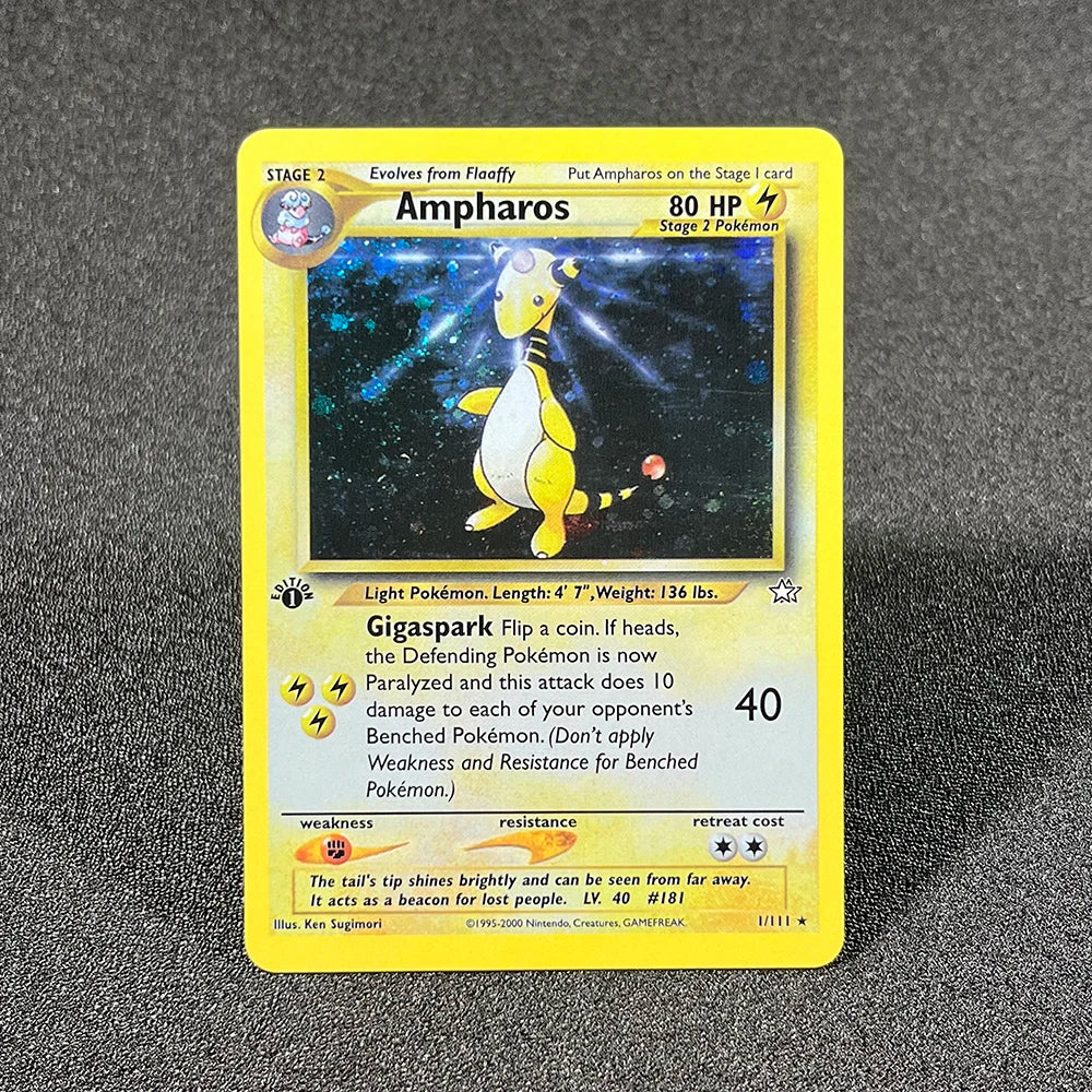 PTCG Foil Cards Lugia Espeon Politoed Alakazam Mewtwo Kingdra Zapdos Raichu 1996 1st Edition Game Collection PKM Proxy Cards