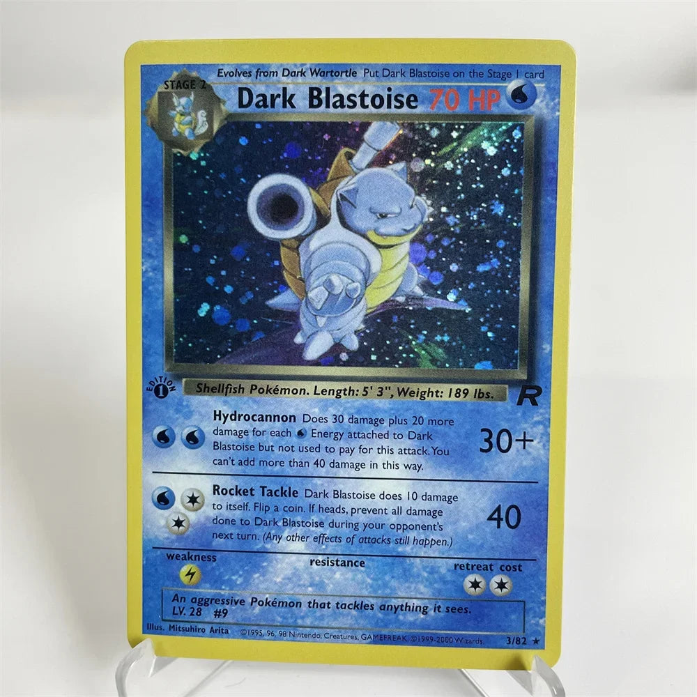 Holographic PKM Collection Cards PTCG Proxy Card Blue Core Paper Card Kids PKM Dark Raichu/Dragonite/Umbreon/Suicunc