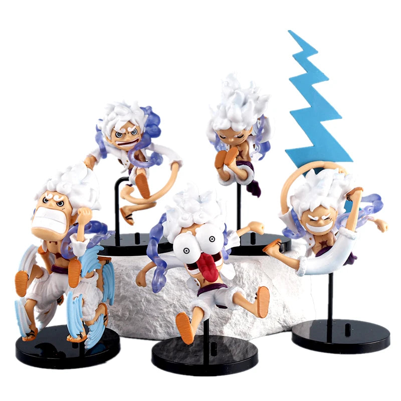 5pcs/set Anime One Piece Figure Q Version GEAR5 Sun God Nika Luffy Action Figures PVC Model Toys Statue Collection Kids Gifts