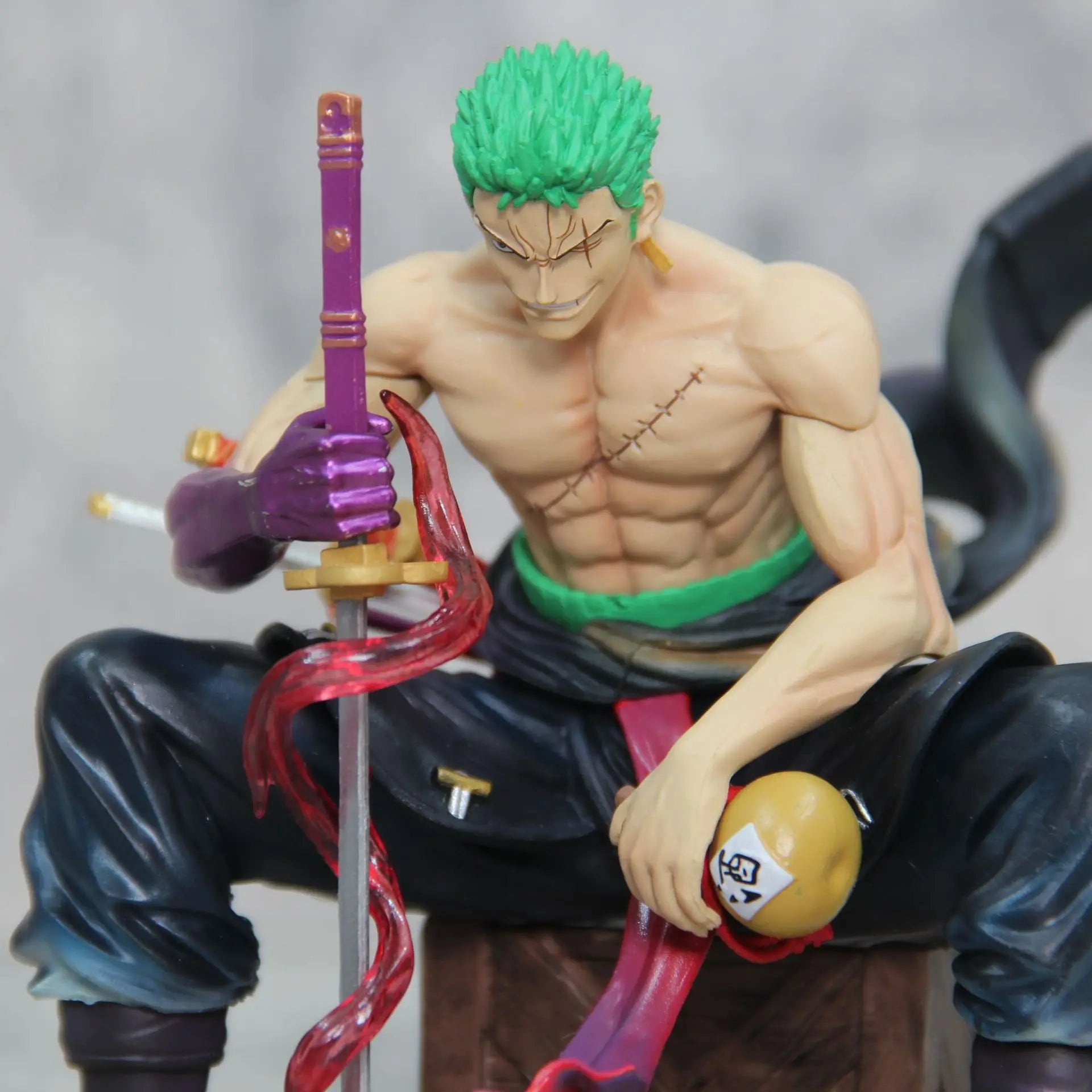 15cm One Piece Zoro Anime Figures Sit Roronoa Zoro Action Figurine 2 Heads Pvc Statue Room Collection Model Decoration Toys Gift