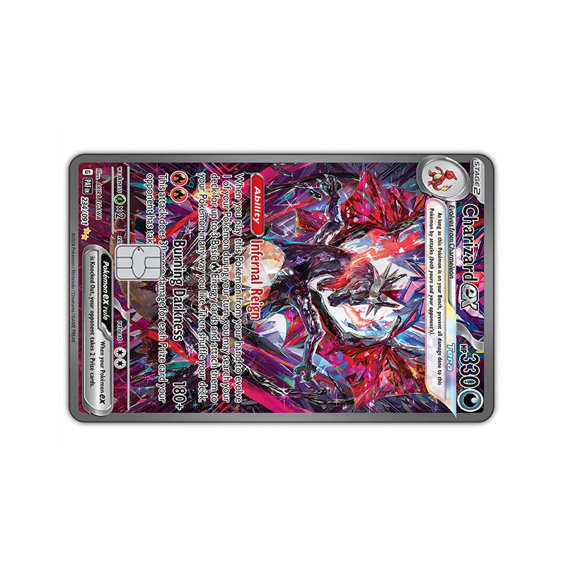 27 Options Available PTCG Charizard Credit Card Skin Sticker Anti-degaussing No Adhesive Residue for VISA Card Debit Card Anime