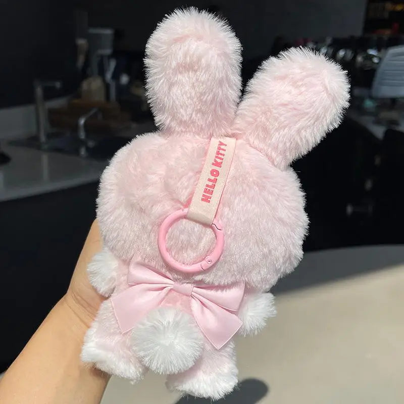 Sanrio Vinyl Doll Toys Elf Bunny Vinyl Hello Kitty Keychain Latte Kuromi Cinnamoroll Bag Pendant Girl Gift Hand-Made Ornaments ﻿