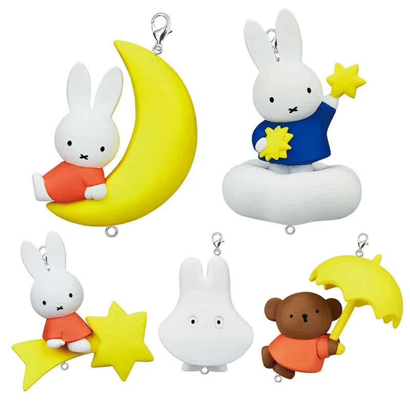 TAKARA TOMY Gashapon Toys Miffy Starry Sky Key Chain Moon Stars Clouds Rabbit Model Toys Backpack Decoration Pendant Kids Gifts