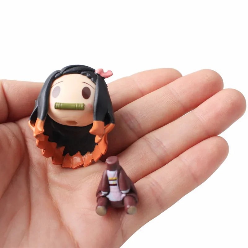 Demon Slayer Tanjiro Figure Ctue Nezuko Statue Anime Kimetsu No Yaiba Inosuke Zenitsu Figurine House Decoration Desk Accessories