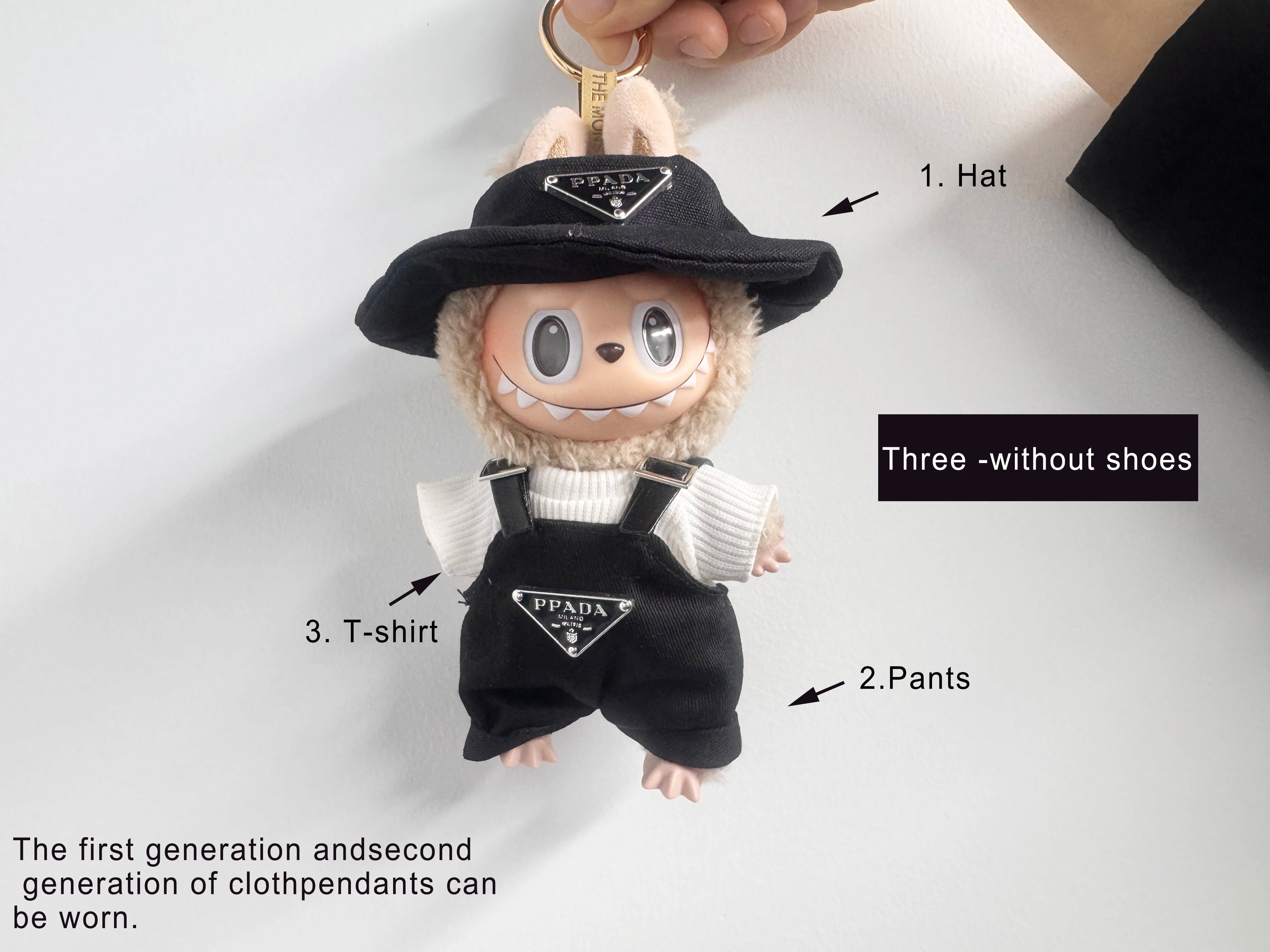 The first and second generations of Labubu only sell 17cm seated party clothes accessories inverted triangle workwear fashion (No Doll)