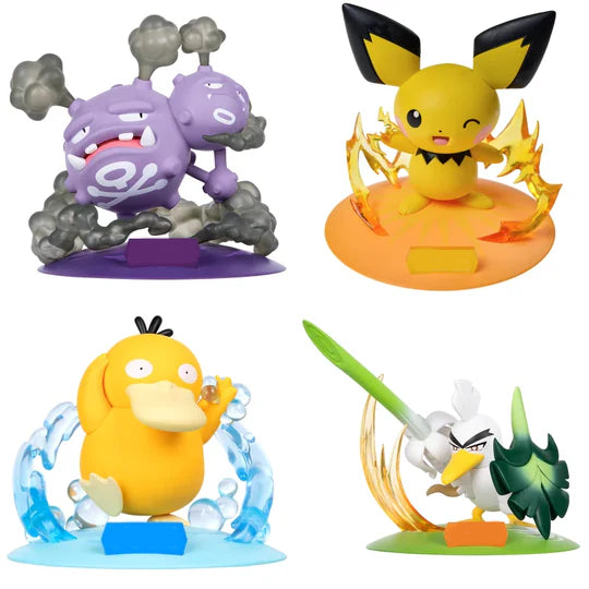 FUNISM Pokemon Action Figures Weezing Sirfetch'd Figurine Psyduck Pichu Anime Model Pocket Monster Toys Gift