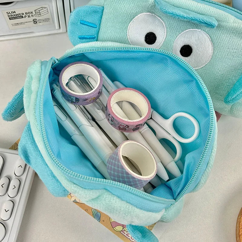 Anime Hangyodon Plush Pencil Case Cartoon Student Stationery Pouch Large Capacity Cosmetic Storage Bag for Kids Girl Gift