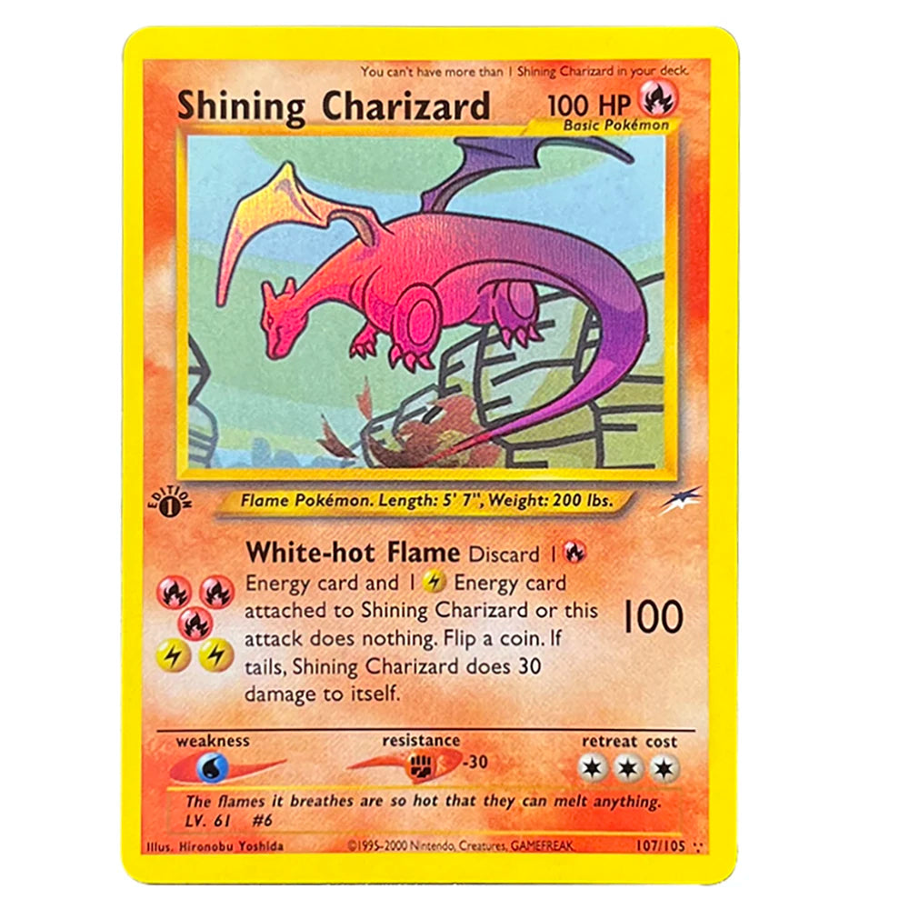 PKM Foil Cards Shining Mewtwo Charizard Gyarados Celebi Raichu Neo Destiny N4/3 1996 1st Edition Game Collection PTCG Proxy Card