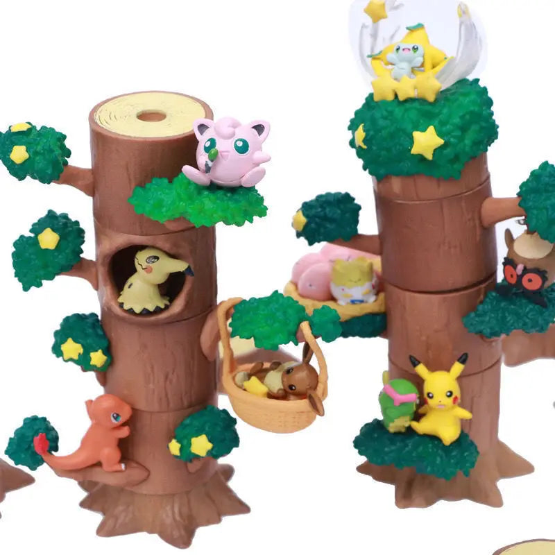 Anime Kawaii Toys Tree Stump Pocket Monster Pikachu Forest Action Figure Collectible Model Statue Game Poke Kids For Toy