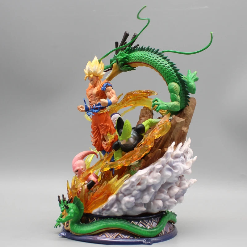 Dragon Ball Figure Son Goku Anime Figurine 23cm Super Saiyan Goku Statue Shenron Frieza Buu Cell Models Collectble Toys Gifts Gk
