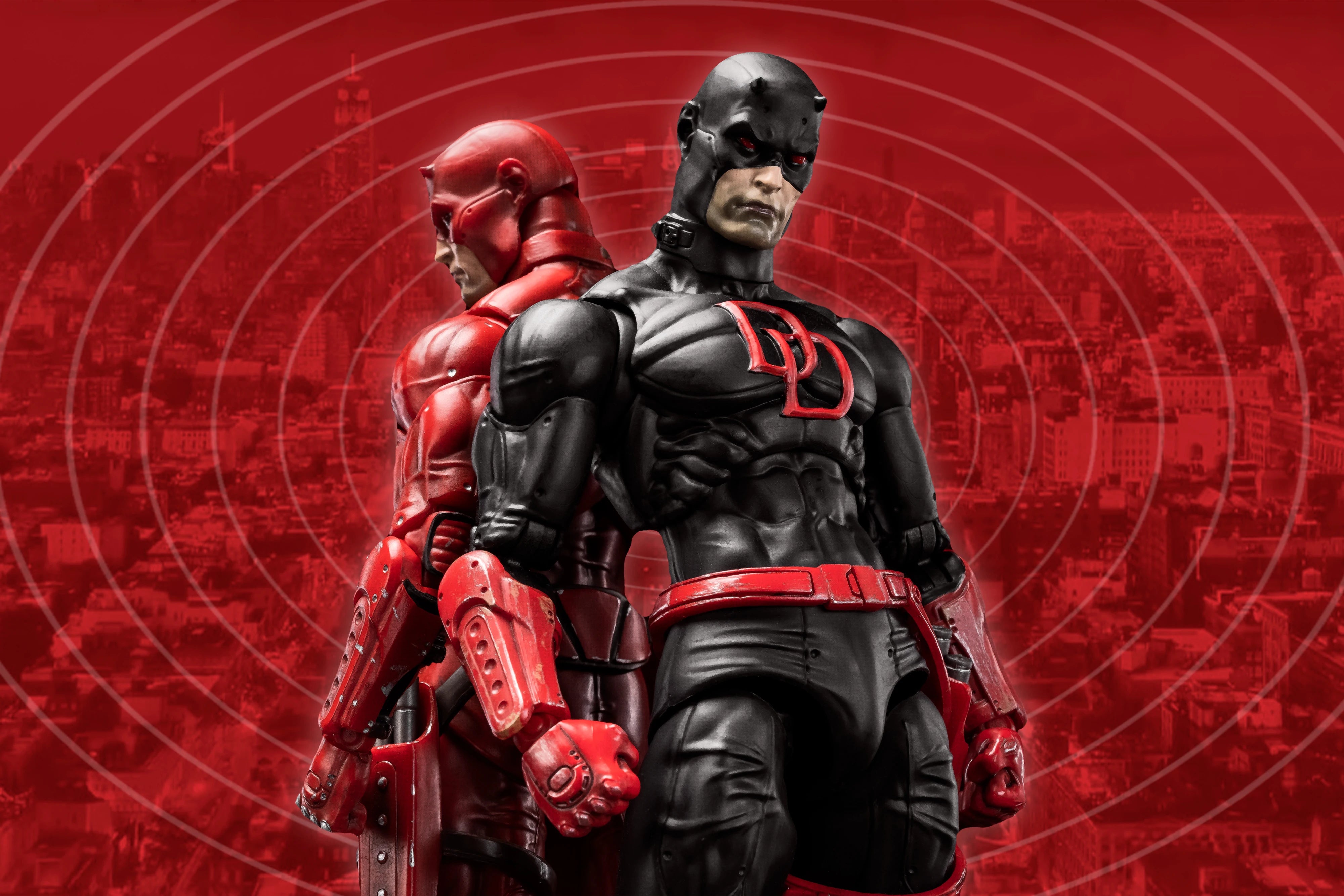 In Stock - FlefToys Marvel Daredevil Classic Red Shadowland Reborn Black 8