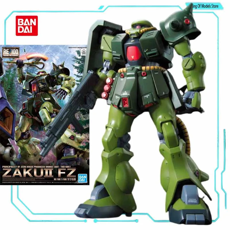 Bandai Original MODEL KIT GUNDAM RE 1/100 ALL  JAGD DOGA  ZAKU Anime Action Figure Assembly Model Toys  Model Gifts for Boys