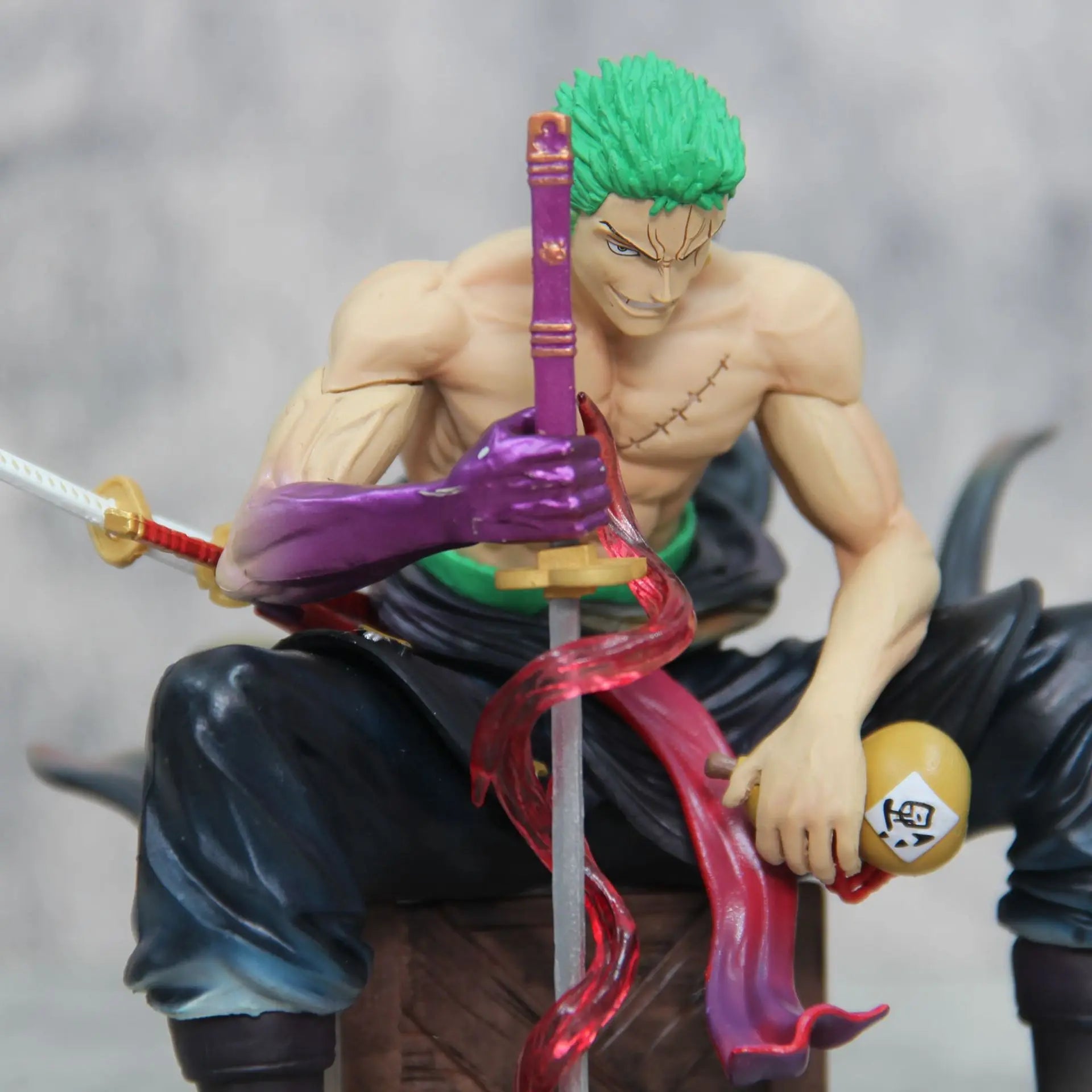 15cm One Piece Zoro Anime Figures Sit Roronoa Zoro Action Figurine 2 Heads Pvc Statue Room Collection Model Decoration Toys Gift