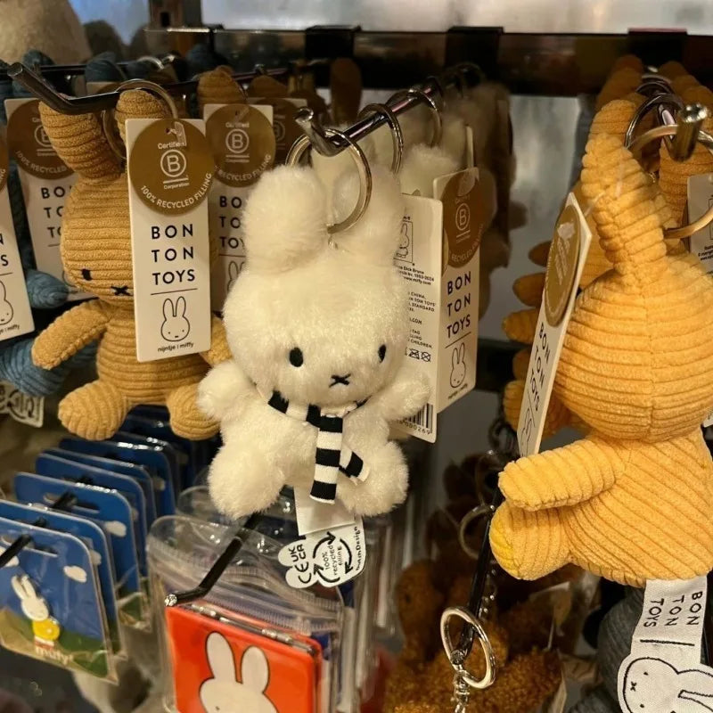 Miffy Plush Doll Black and White Striped Scarf Hanging Pendant Christmas Gift