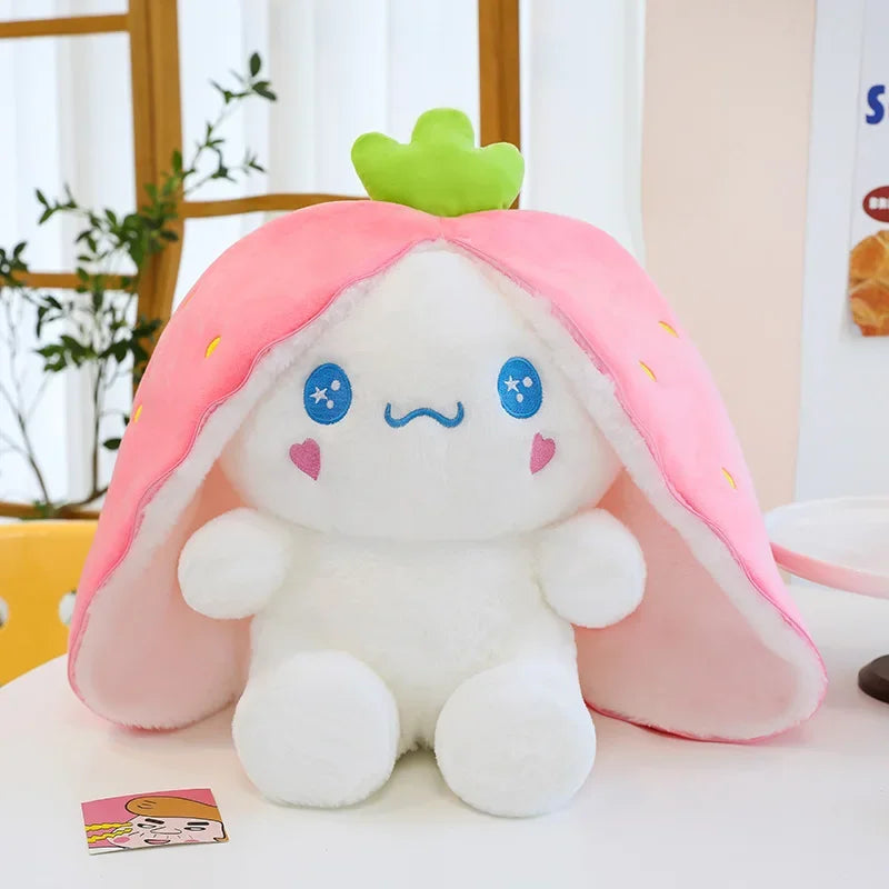 Sanrio Yugui Dog Transforms Into Strawberry Plush Toy Cartoon Cute Pineapple Plush Sleeping Pillow, Giving Girls Birthday Gifts