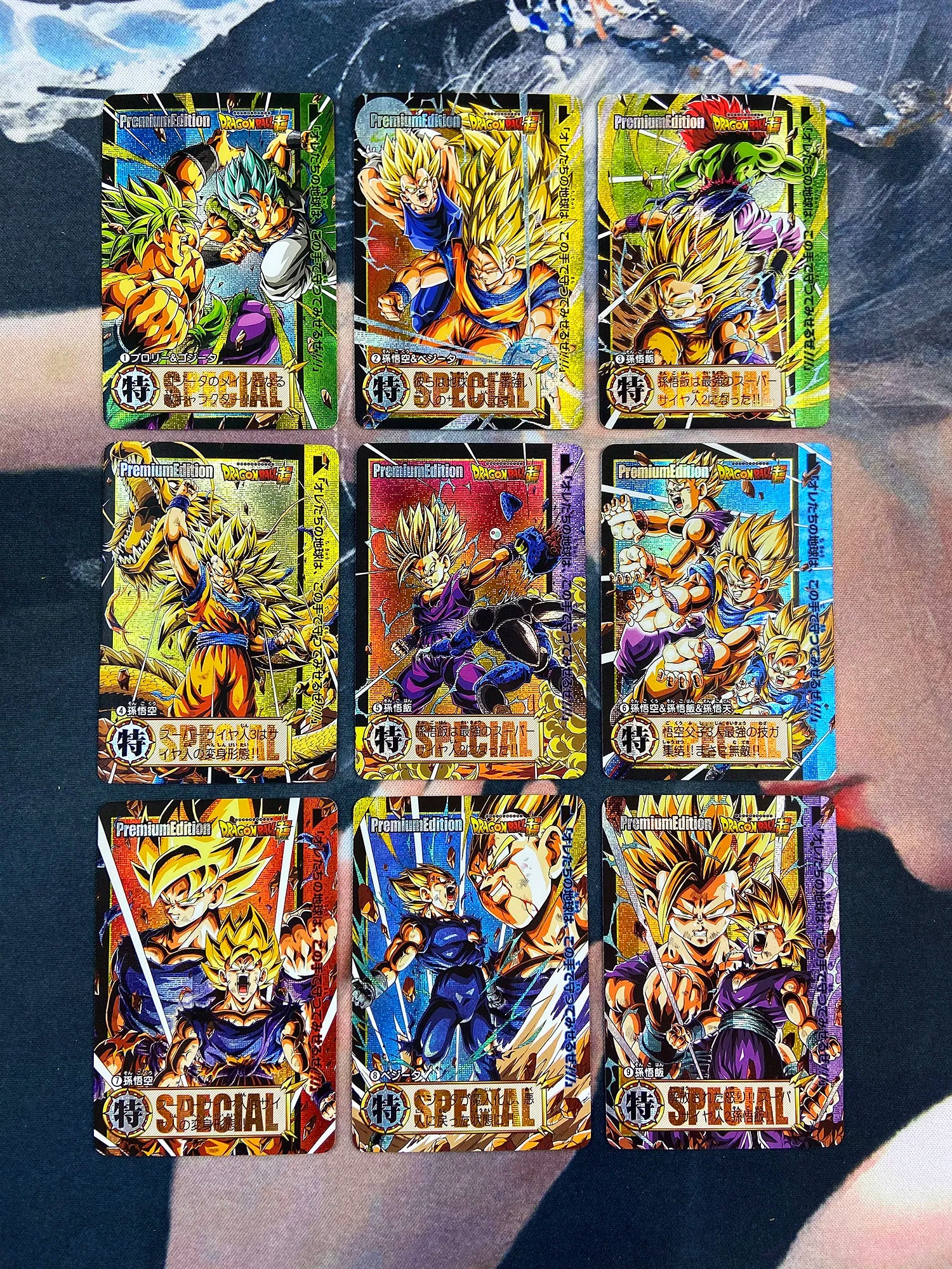 9Pcs/set Dragon Ball Super Son Goku Kakarotto DIY Homemade Bronzing Anime Collection Flash Card Christmas Birthday Gift Toys