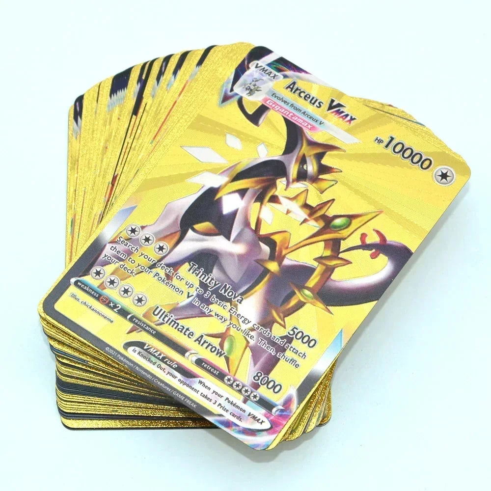 Pokemon Colorful Card 55 Pcs Charizard Mewtwo Pikachu VMAX GX VSTAR Spanish English German Korean French Gold Foil Card