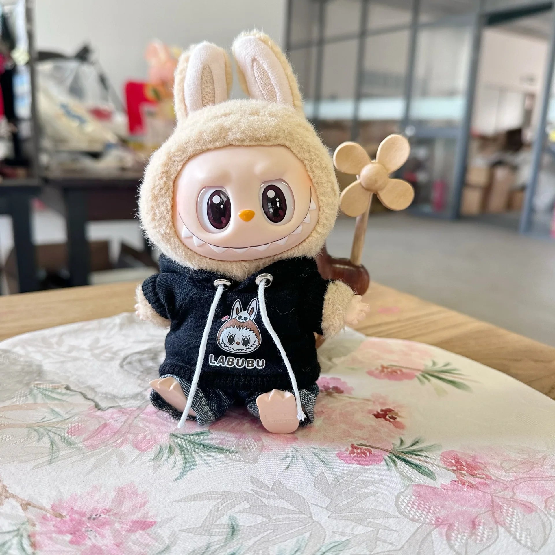 17cm Labubu I II Idol Dolls Cute Mini Plush Doll'S Clothes Korea Kpop Exo Idol Dolls DIY Accessories Gifts Bear Hoodie Set