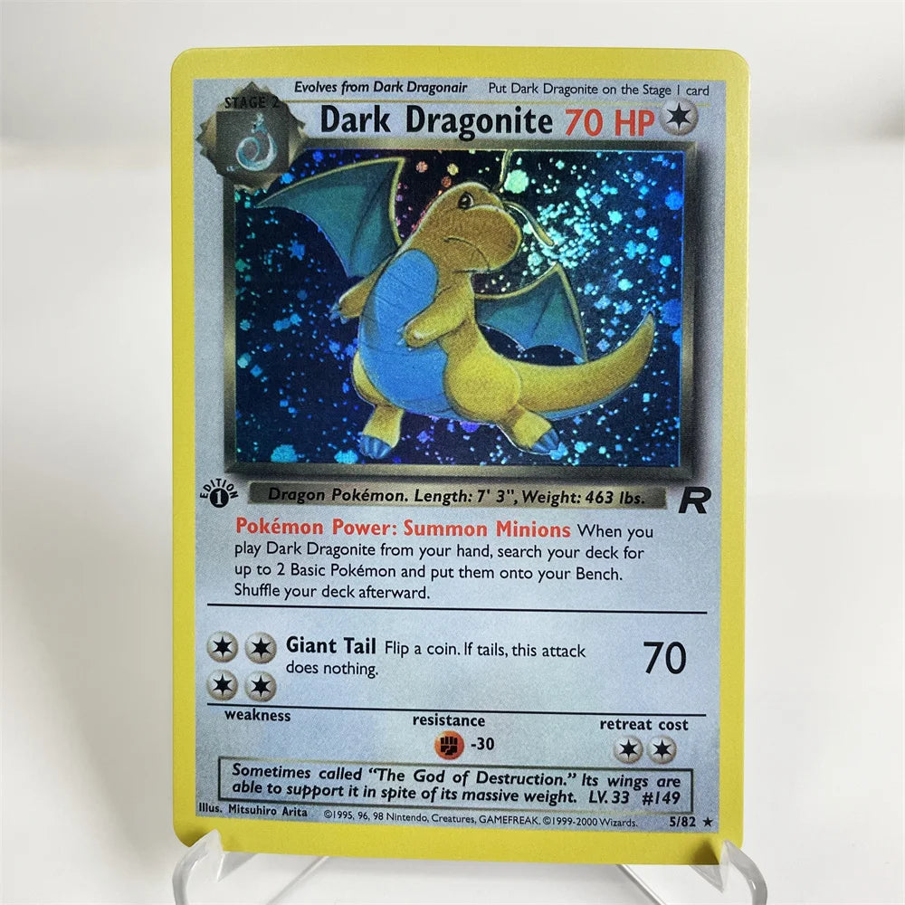 Holographic PKM Collection Cards PTCG Proxy Card Blue Core Paper Card Kids PKM Dark Raichu/Dragonite/Umbreon/Suicunc
