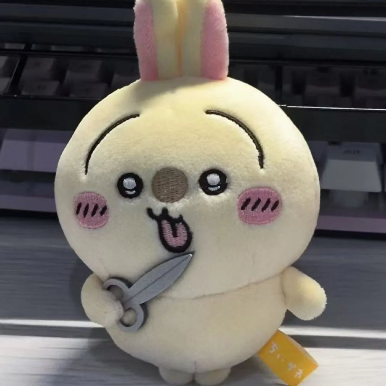 Self-deprecating Bear New Scissors Rabbit Usagis Plush Doll Girl Bag Pendant Cartoon Plush Toy Keychain Decoration Birthday Gift
