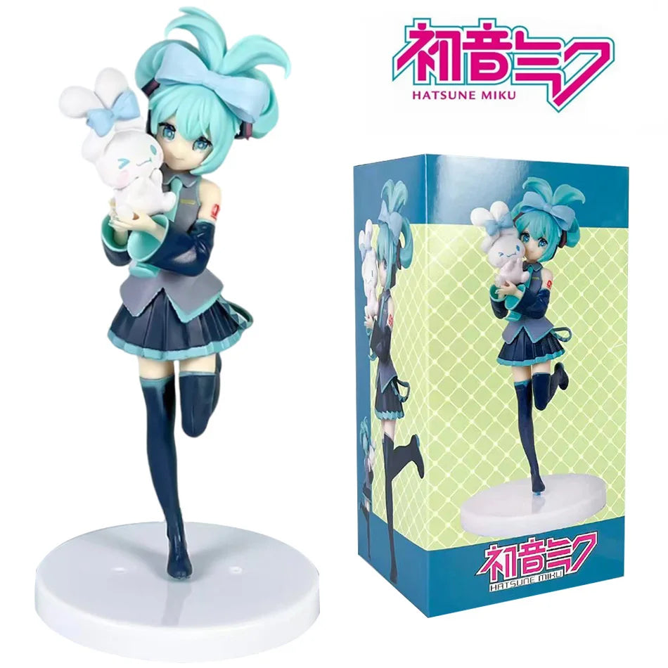 20CM Anime Hatsune Miku X Cinnamoroll Figure Anime Peripheral Collectible Models Decorative Decorations Children Kawaii Gift